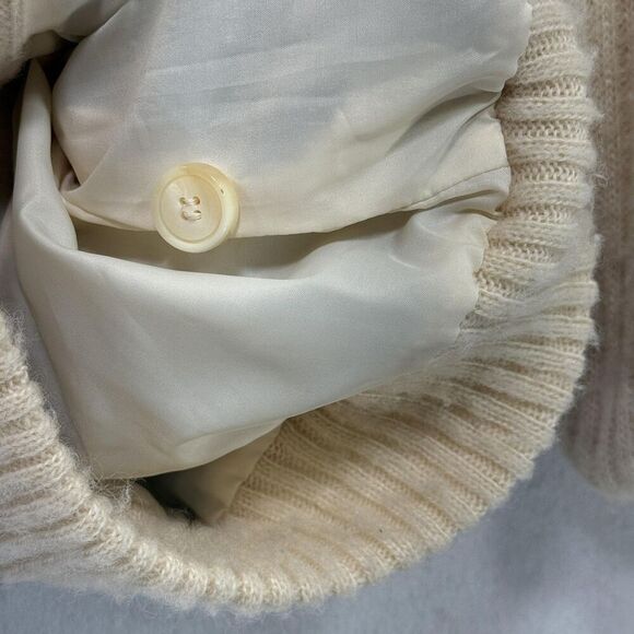 Vtg Hilda Ltd Cardigan Women S Cream Blue Wool Knit Icelandic Shawl Collar 80s - Picture 7 of 12